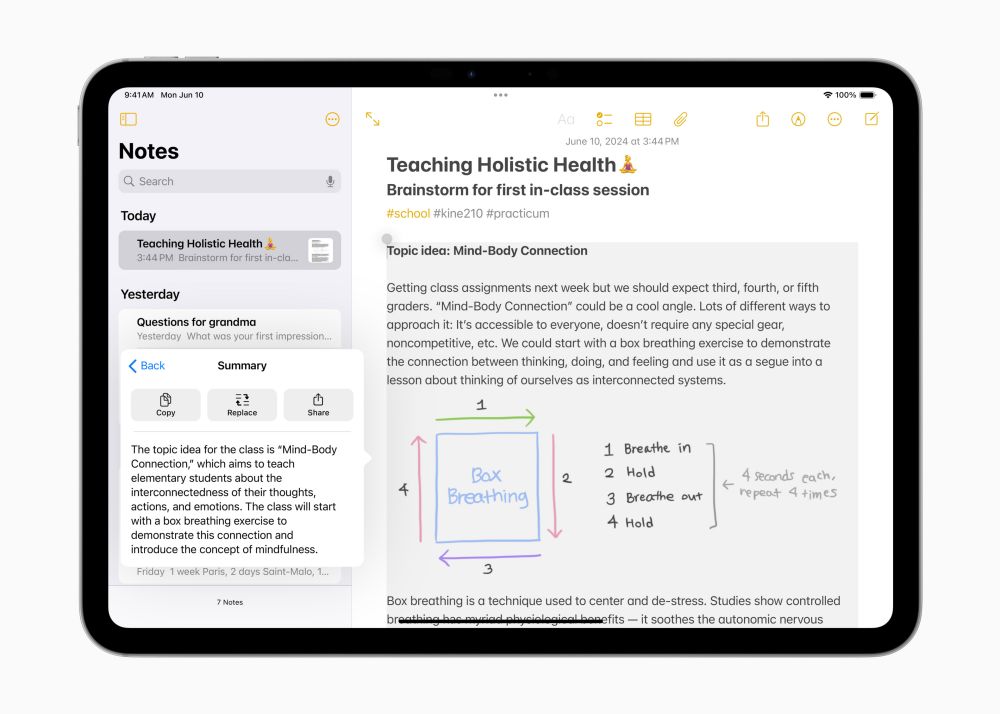 iPadOS 18 มาพร้อมคุณสมบัติและแอปอัจฉริยะใหม่อันทรงพลังที่ออกแบบมาสำหรับ Apple Pencil 2 iPadOS 18 มาพร้อมคุณสมบัติและแอปอัจฉริยะใหม่อันทรงพลังที่ออกแบบมาสำหรับ Apple Pencil