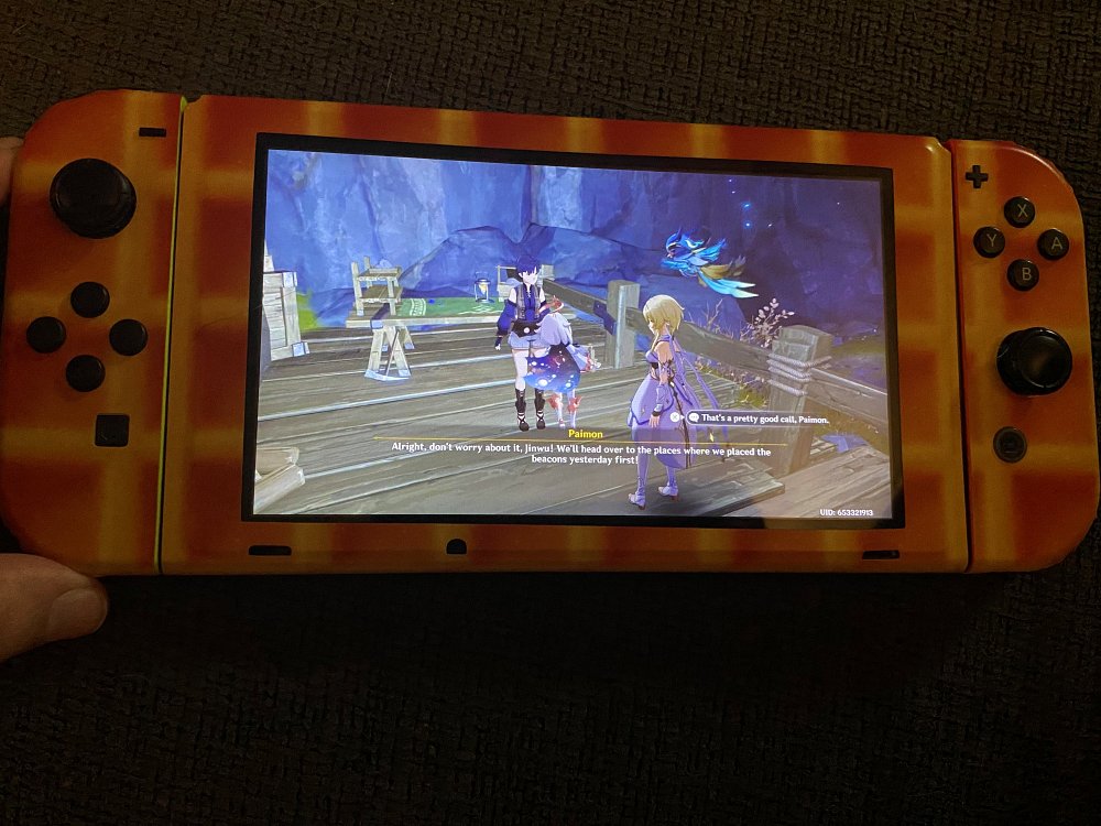 ผู้เล่นรายหนึ่งอวดภาพการเล่น Genshin Impact บน Switch