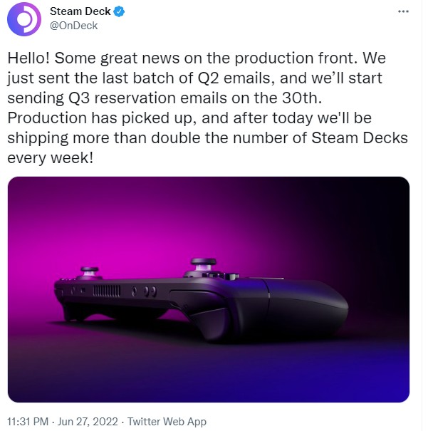 Valve สามารถส่งมอบ Steam Deck เพิ่มขึ้นเป็นสองเท่า 2 Valve สามารถส่งมอบ Steam Deck เพิ่มขึ้นเป็นสองเท่า