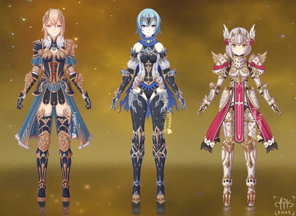 แฟนอาร์ตจับเอา 3 ตัวละครสาวจาก Genshin Impact มาใส่เกราะหนัก