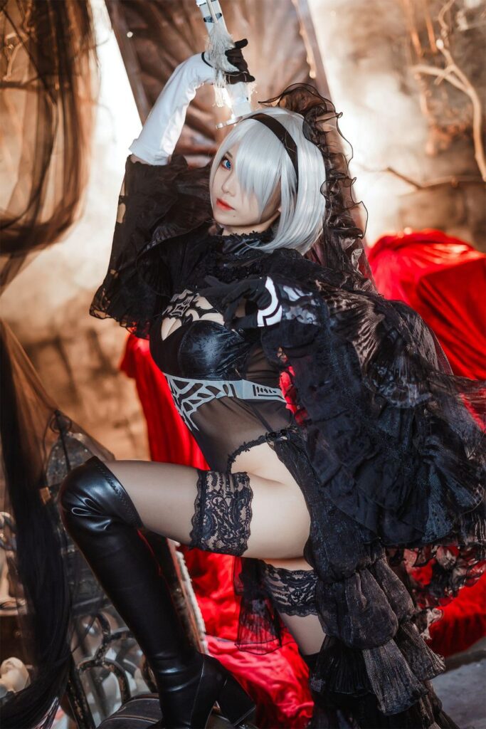 คอสเพลย์ 2B จาก Nier: Automata ในชุดสีดำโชว์ผิวขาวโดนใจ 6 2B Nier: Automata Cosplay by Meeu