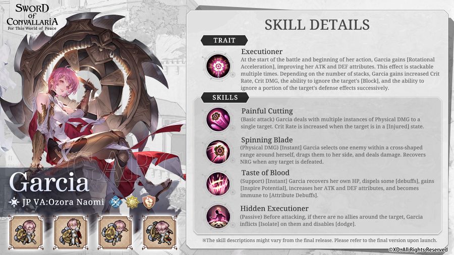 Sword of Convallaria Skill Explain