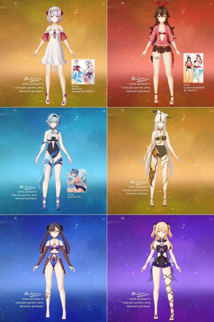 ผู้เล่นออกแบบตัวละคร Genshin Impact ในชุดว่ายน้ำ 3 ผู้เล่นออกแบบตัวละคร Genshin Impact ในชุดว่ายน้ำ