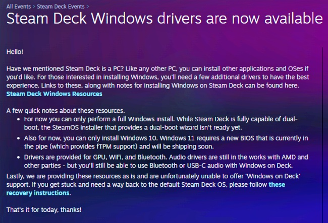 Steam Deck สามารถติดตั้ง Windows 10 ได้แล้วในตอนนี้ 2 Steam Deck สามารถติดตั้ง Windows 10 ได้แล้วในตอนนี้