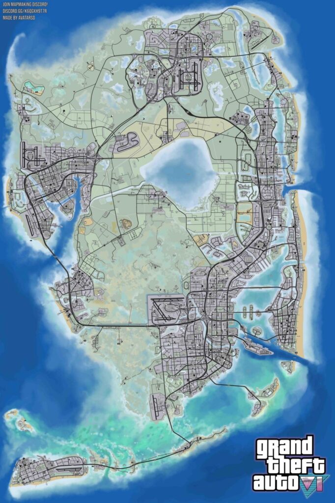 แฟนคลับนำข้อมูลหลุด GTA VI มาทำภาพคอนเซปต์แผนที่ 2 แฟนคลับนำข้อมูลหลุด GTA VI มาทำภาพคอนเซปต์แผนที่