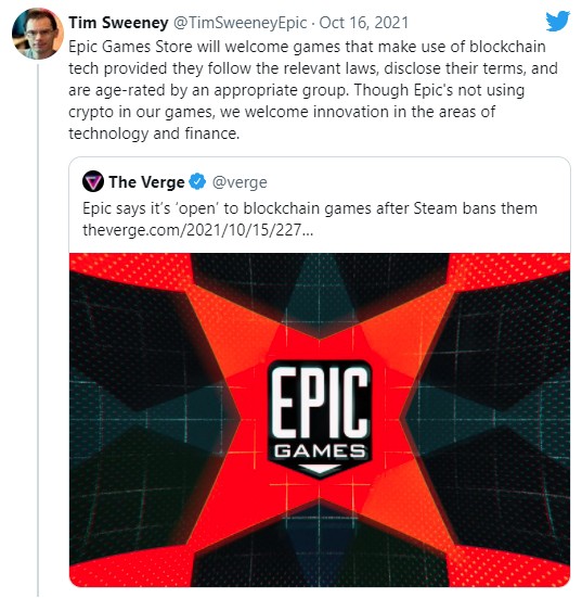 Epic Games พร้อมต้อนรับนักพัฒนาเกมที่ใช้งาน Blockchain