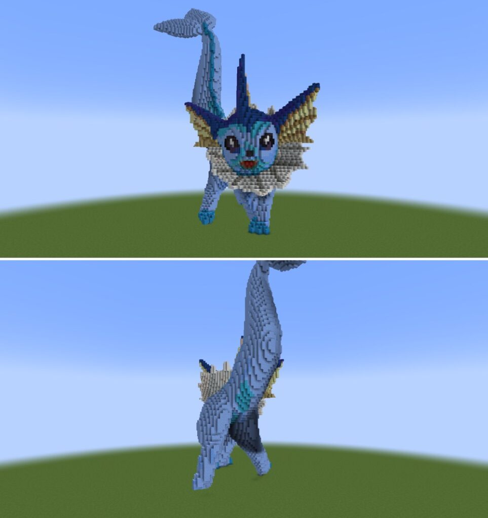 แฟนเกม Pokémon สร้างรูปปั้น Lugia และ Vaporeon ใน Minecraft