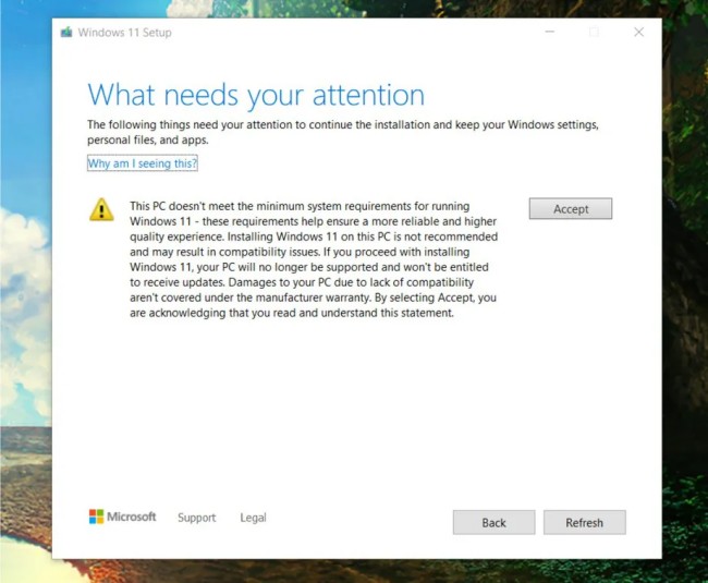 เครื่องที่ไม่รองรับการใช้งาน Windows 11 หากอัปเดตแล้วต้องรับความเสี่ยงกันเอง