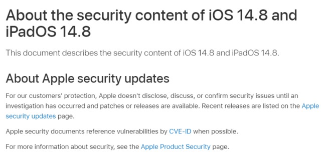 Apple ออกอัปเดต iOS 14.8 แก้ไขปัญหาช่องโหว่ที่เกิดขึ้น 2 Apple ออกอัปเดต iOS 14.8 แก้ไขปัญหาช่องโหว่ที่เกิดขึ้น