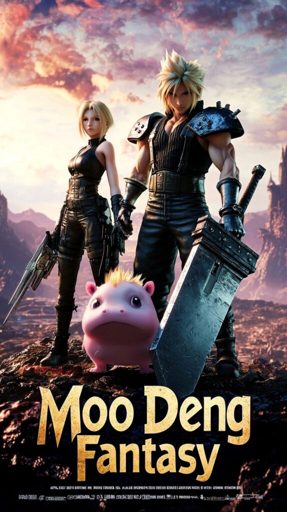 แฟนอาร์ต AI จับหมูเด้งออกตะลุยโลก Final Fantasy VII 5 AI Art Sends Moo Deng on a Final Fantasy VII Adventure