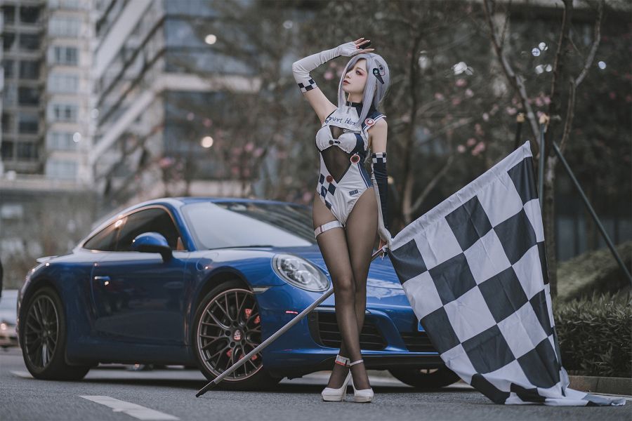 คอสเพลย์ Shenhe จาก Genshin Impact ในลุคเรซซิ่งเกิร์ล 4 Shenhe Racing Queen Genshin Impact Cosplay by Dolly48226855