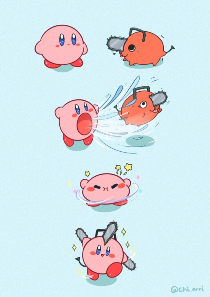 แฟนอาร์ต Kirby ร่าง Chainsaw Man 2 แฟนอาร์ต Kirby ร่าง Chainsaw Man