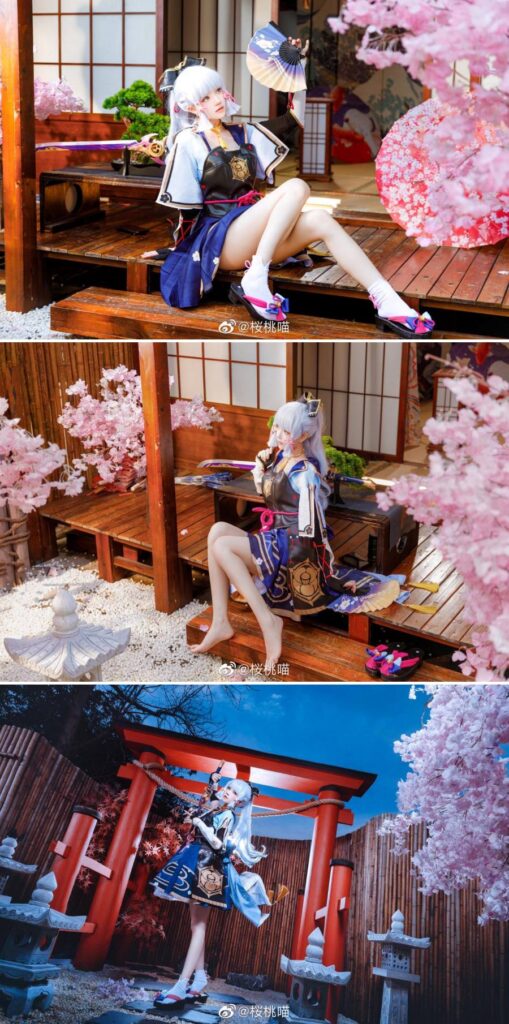 คอสเพลย์ Ayaka สวยน่ารักท่ามกลางดอกซากุระ