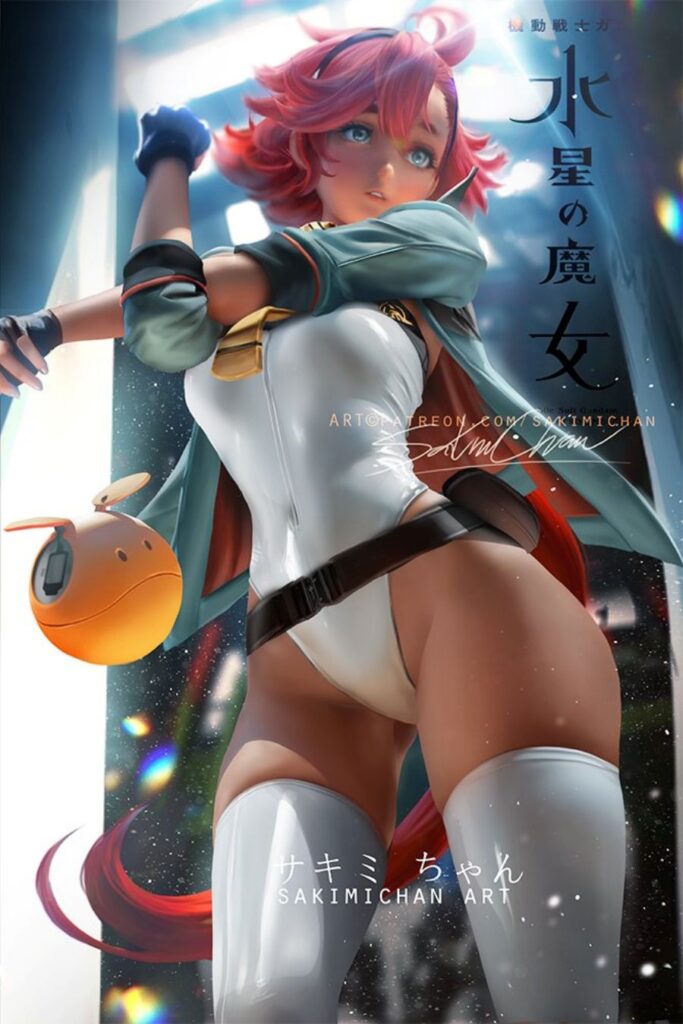 แฟนอาร์ต Suletta โมบิลสูท กันดั้ม แม่มดจากดาวพุธ เวอร์ชั่นโตเป็นสาว