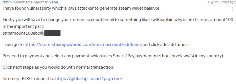 แฮกเกอร์พบช่องโหว่เพิ่มเงินใน Steam Wallet ได้ไม่จำกัด 2 แฮกเกอร์พบช่องโหว่เพิ่มเงินใน Steam Wallet ได้ไม่จำกัด