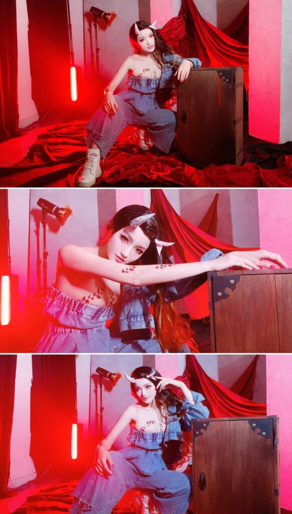 สาวจีนแปลงโฉมเป็น Nezuko จากดาบพิฆาตอสูร ในชุดยีนส์สุดโมเดิร์น 2 สาวจีนแปลงโฉมเป็น Nezuko จากดาบพิฆาตอสูร ในชุดยีนส์สุดโมเดิร์น