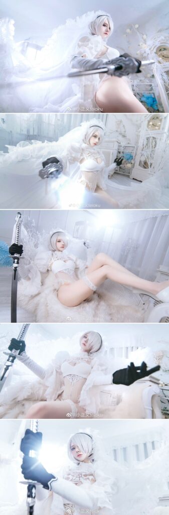 คอสเพลย์ 2B ในชุดกึ่งแต่งงานสีขาวสุดเซ็กซี่ 2 คอสเพลย์ 2B ในชุดกึ่งแต่งงานสีขาวสุดเซ็กซี่