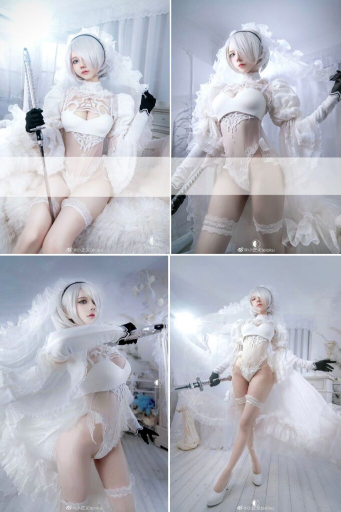 คอสเพลย์ 2B ในชุดกึ่งแต่งงานสีขาวสุดเซ็กซี่ 3 คอสเพลย์ 2B ในชุดกึ่งแต่งงานสีขาวสุดเซ็กซี่