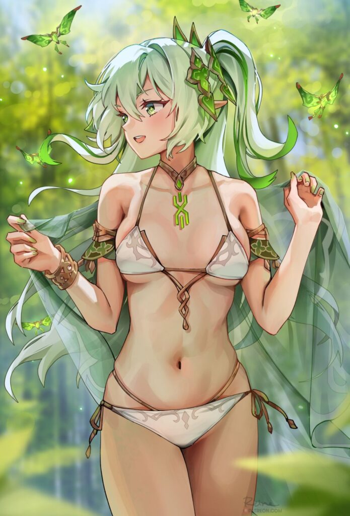 แฟนอาร์ต Nahida วัยสาว ในชุดบิกินี่ตัวน้อย