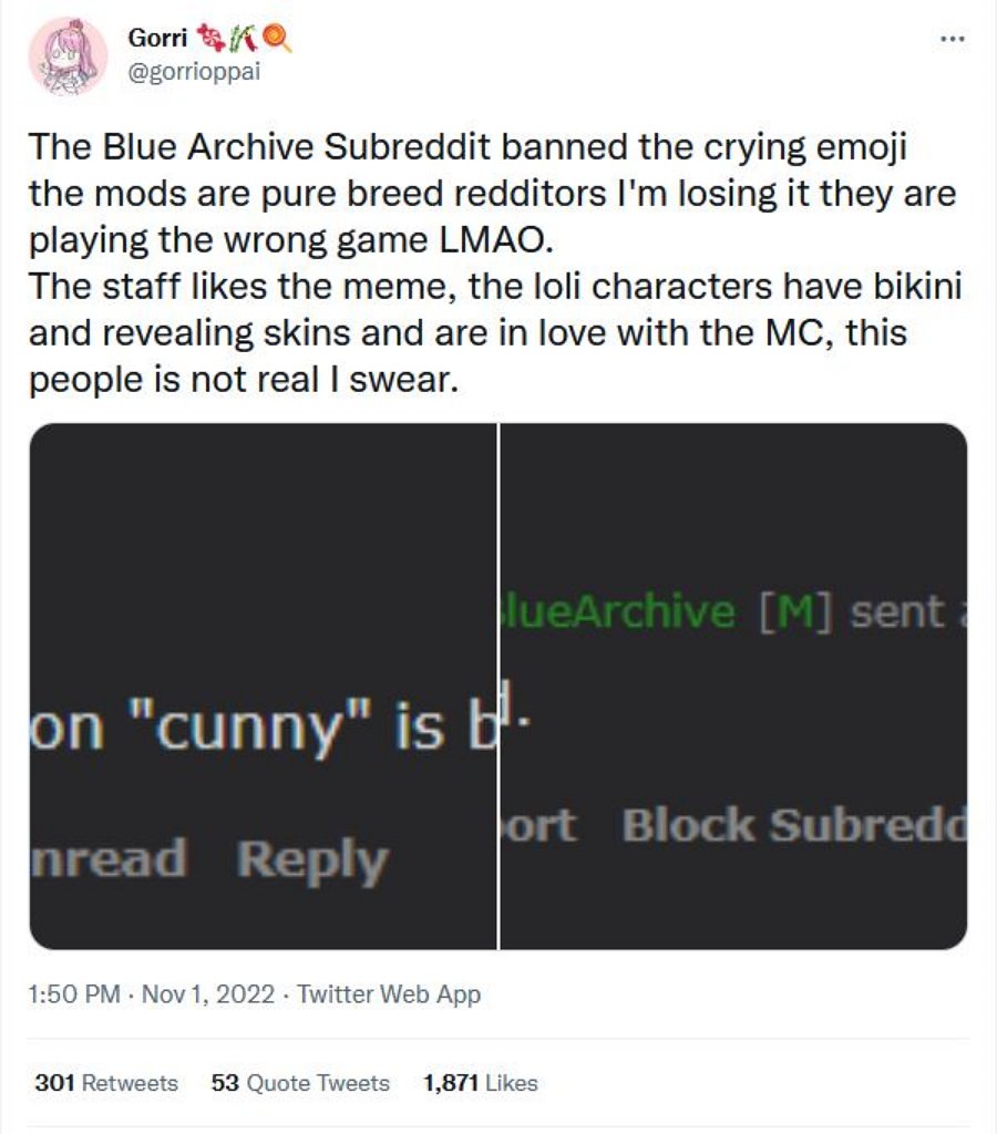 Subreddit เกม Blue Archive แบนการอีโมจิร้องไห้ 3 Subreddit เกม Blue Archive แบนการอีโมจิร้องไห้