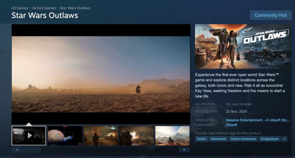 Star Wars Outlaws เตรียมเปิดจำหน่ายบน Steam ในเดือน พ.ย. นี้ 2 Star Wars Outlaws steam