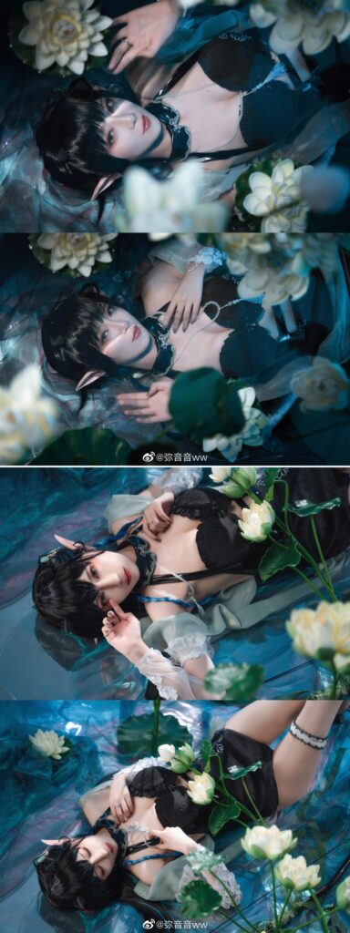 สาวผิวขาวแปลงโฉมเป็น Blacknight จาก Arknights