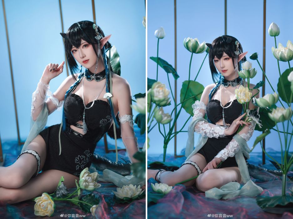 สาวผิวขาวแปลงโฉมเป็น Blacknight จาก Arknights