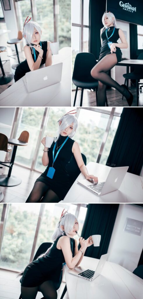คอสเพลย์ Shenhe ทำงานออฟฟิศ 2 คอสเพลย์ Shenhe ทำงานออฟฟิศ