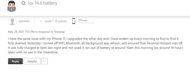 พบผู้ใช้งาน iPhone บางรายอัปเดต iOS 14.6 แล้วแบตเตอรี่หมดเร็วกว่าเดิม