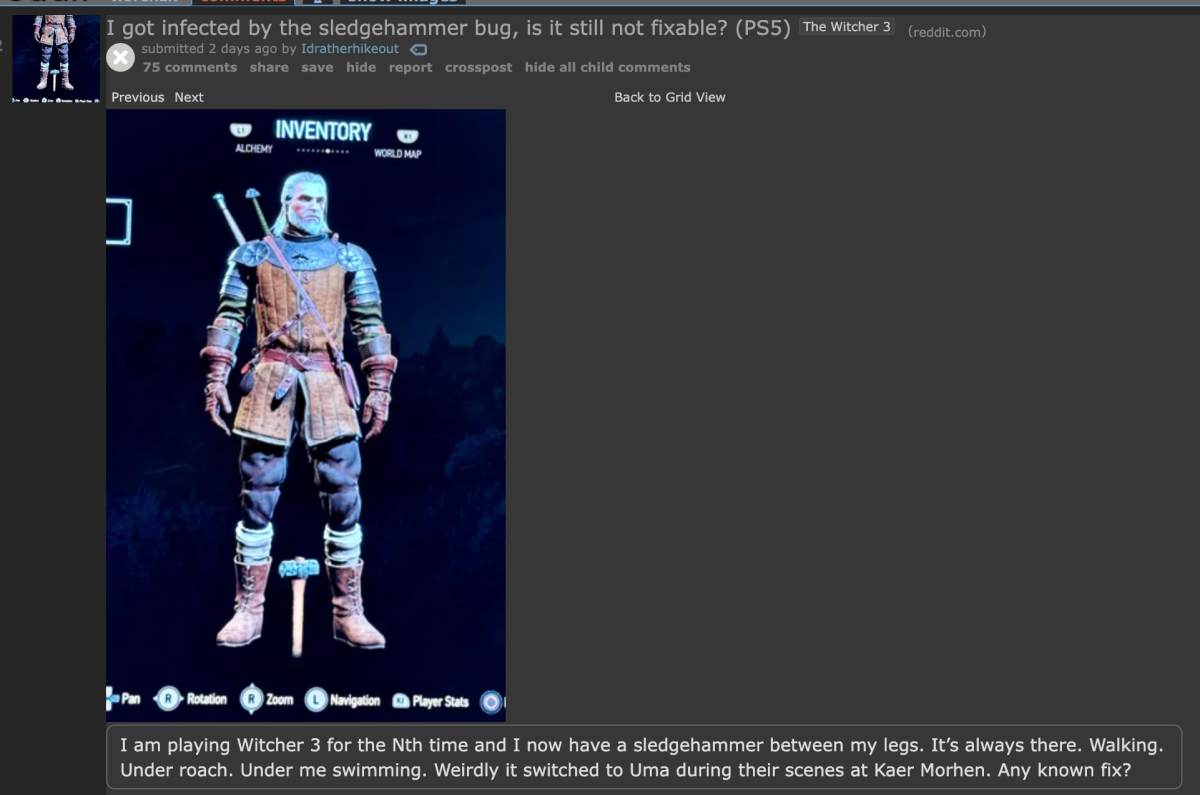ผู้เล่นงง บั๊คสุดแปลก The Witcher 3 ทำให้ Geralt มีขาที่สามโผล่มาซะงั้น!? 2 ผู้เล่นงง บั๊คสุดแปลก The Witcher 3 ทำให้ Geralt มีขาที่สามโผล่มาซะงั้น!?
