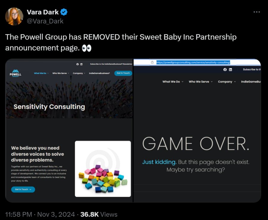 ยังไง? บริษัทให้คำปรึกษาด้านเกมถอดหน้าเพจ Sweet Baby ออกจากเว็บ 2 Gaming Consulting Firm Removes Sweet Baby Page