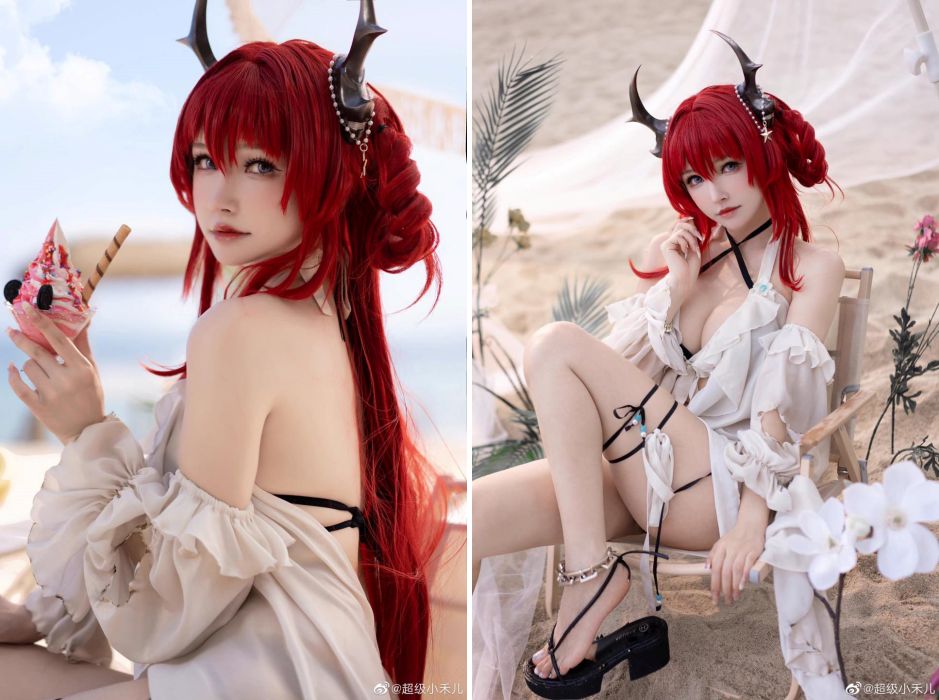 สาวคอสเพลเยอร์พา Surtr จาก Arknights ออกเที่ยวทะเล 2 สาวคอสเพลเยอร์พา Surtr จาก Arknights ออกเที่ยวทะเล