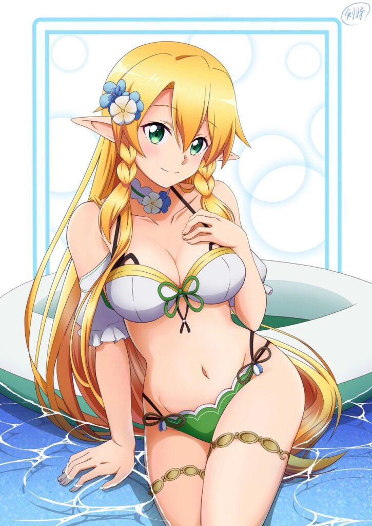 แฟนอาร์ต Leafa จาก SAO ในชุดว่ายน้ำ