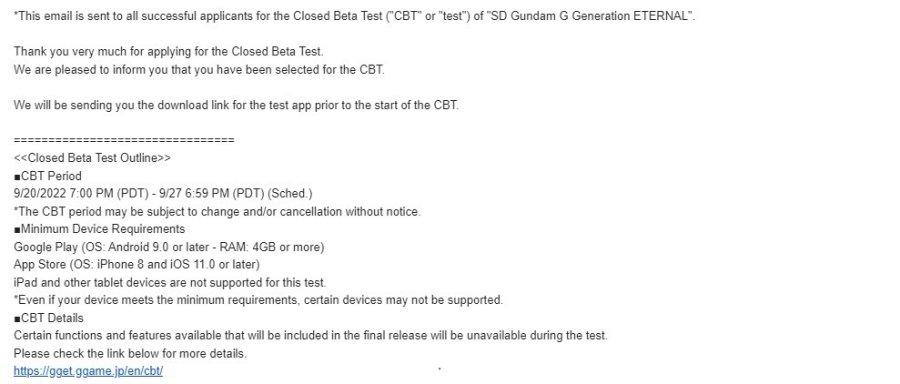 SD Gundam G Generation ETERNAL ประกาศผลผู้เข้าร่วมทดสอบ CBT เซิร์ฟ Global 2 SD Gundam G Generation ETERNAL ประกาศผลผู้เข้าร่วมทดสอบ CBT เซิร์ฟ Global