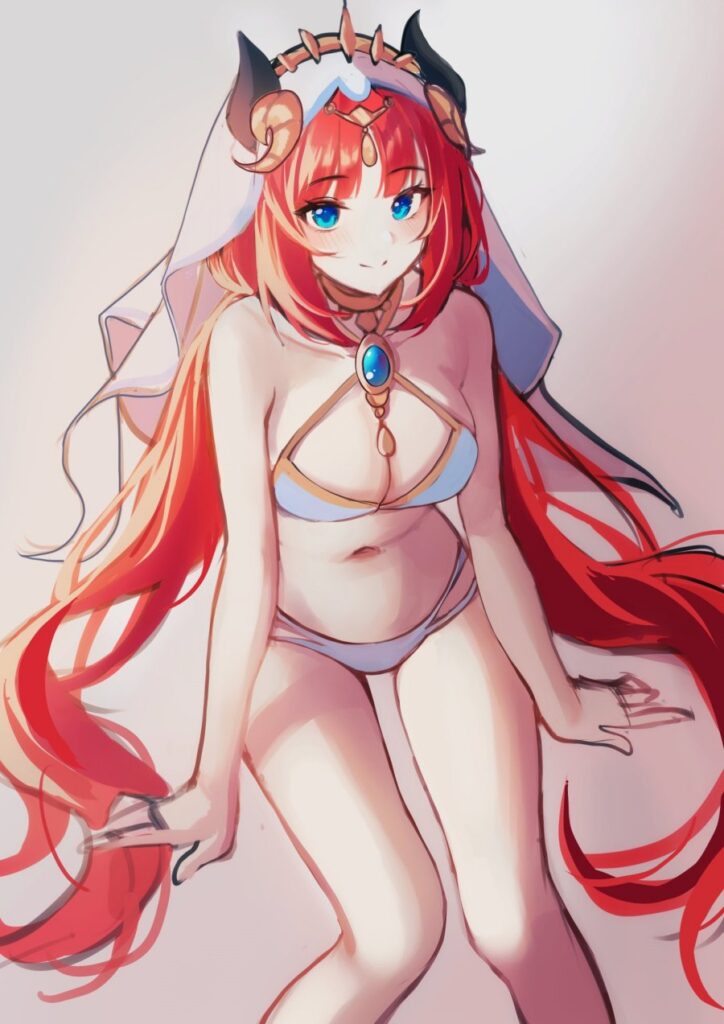แฟนอาร์ต Nilou ในชุดบิกินี่สีขาวแสนบริสุทธิ์