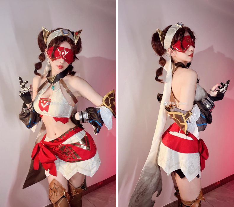 สาวงามแปลงโฉมเป็น Eremite Desert Clearwater จาก Genshin Impact