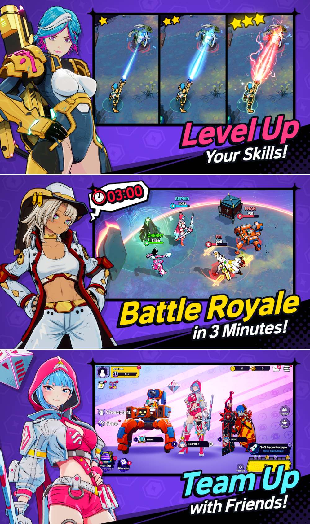 TARASONA: Battle Royale เกมมือถือตะลุย Battle Royale สุดมันส์! รวมทีมฮีโร่ พิชิตใน 3 นาที! 4 TARASONA