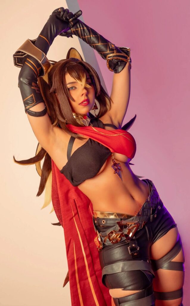 Yuzukimiiu แปลงโฉมเป็น Dehya จาก Genshin Impact 2 Dehya Genshin Impact Cosplay by Yuzukimiiu