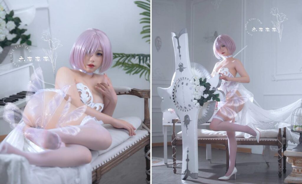 คอสเพลย์ Mashu ในชุดแต่งงานสีขาวสุดแซ่บ