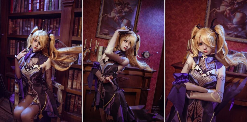 สาวน้อยแปลงโฉมเป็น Fischl จาก Genshin Impact 4 สาวน้อยแปลงโฉมเป็น Fischl จาก Genshin Impact