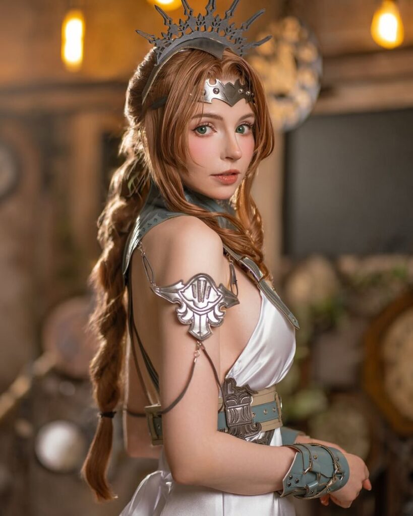 คอสเพลย์ Aerith ในชุด Princess Rosa จาก Final Fantasy VII Rebirth 2 Aerith Final Fantasy VII Rebirth Cosplay by PeachMilky