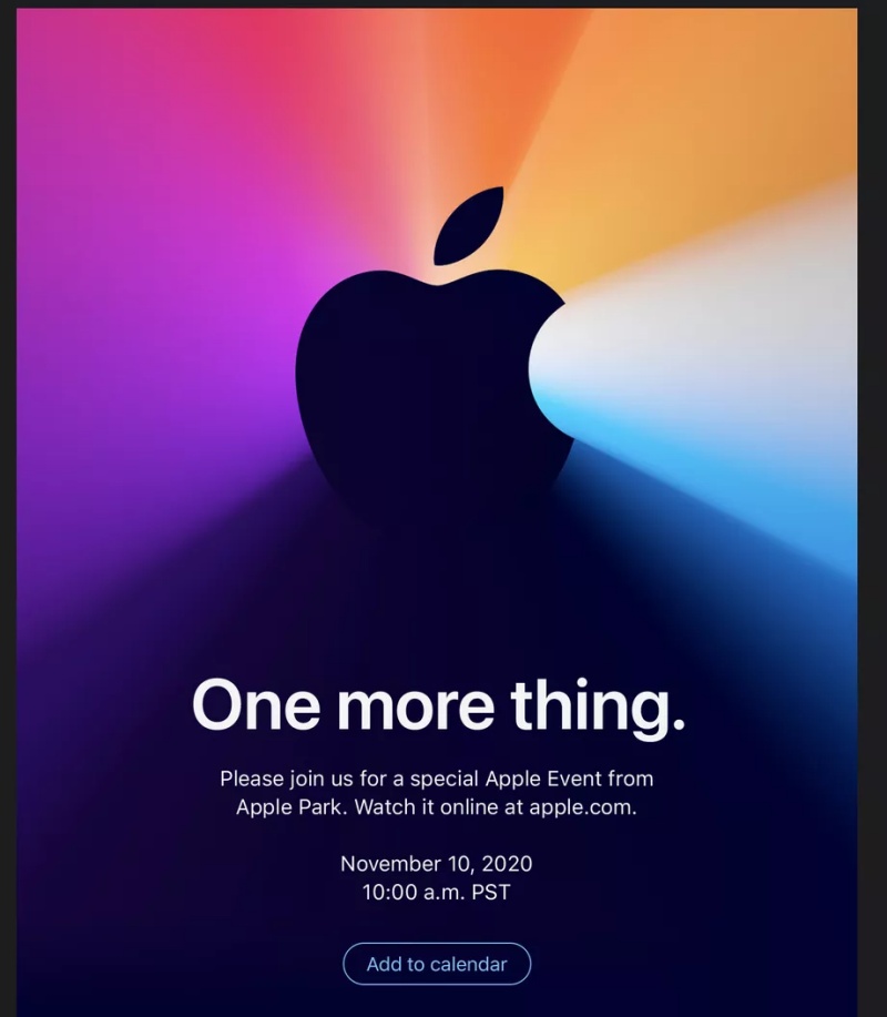 Apple ประกาศจัดงาน One More Thing ในวันที่ 10 พฤศจิกายนนี้ 2 Apple ประกาศจัดงาน One More Thing ในวันที่ 10 พฤศจิกายนนี้
