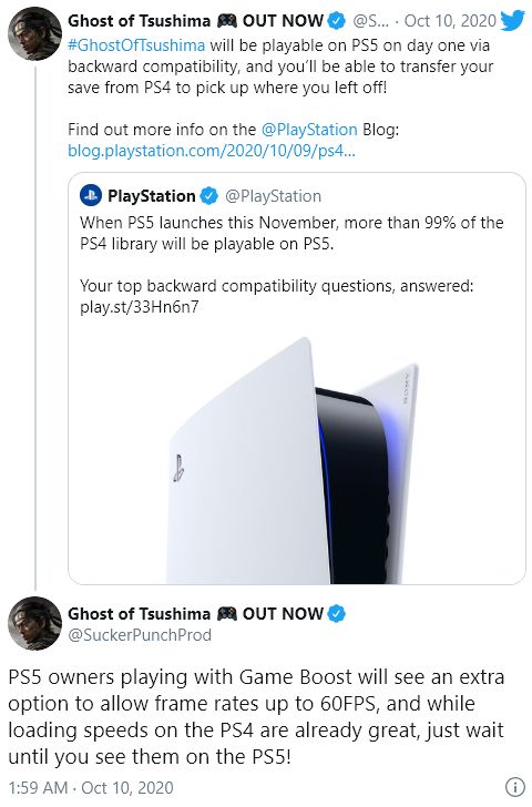 Ghost of Tsushima บน PS5 จะใช้เซฟจาก PS4 ได้ทันที 2 Ghost of Tsushima บน PS5 จะใช้เซฟจาก PS4 ได้ทันที