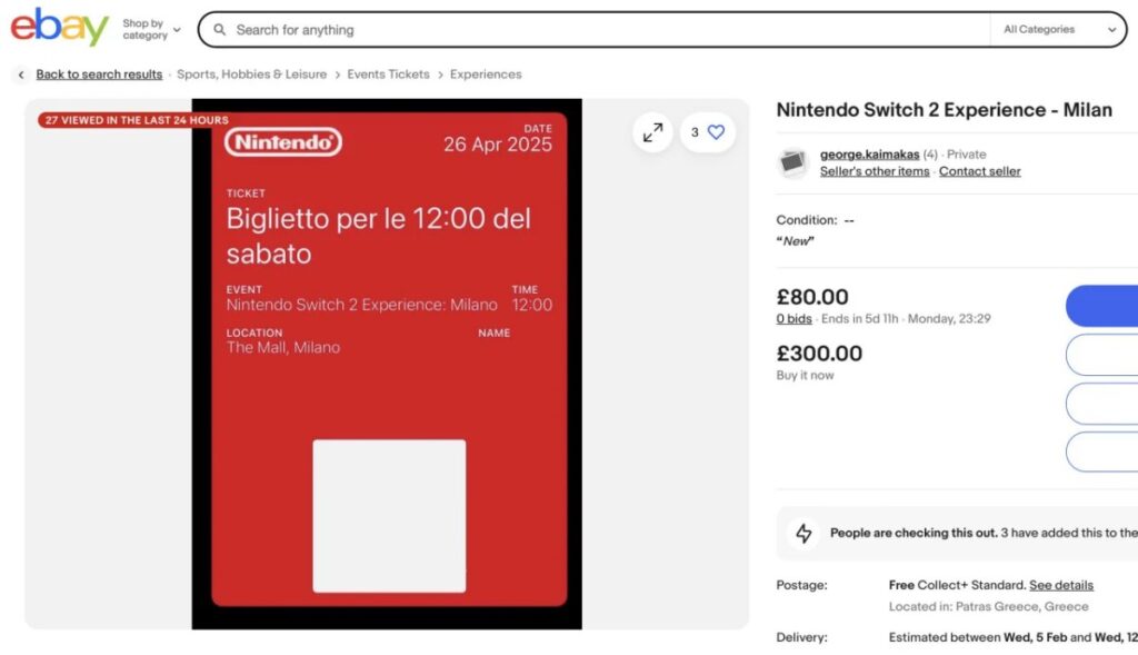 พ่อค้าเริ่มรีเซลตั๋วเข้าอีเวนต์ทดลองเครื่องเล่น Nintendo Switch 2 2 พ่อค้าเริ่มรีเซลตั๋วเข้าอีเวนต์ทดลองเครื่องเล่น Nintendo Switch 2