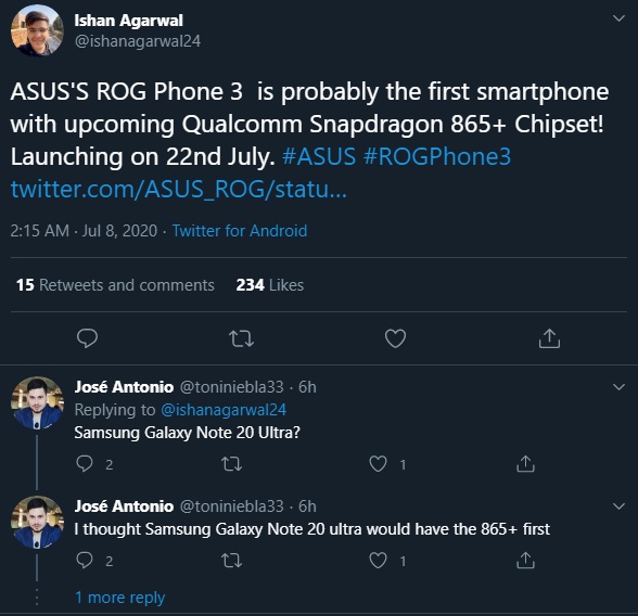ASUS ROG Phone 3 อาจมาพร้อมกับ Snapdragon 865 Plus
