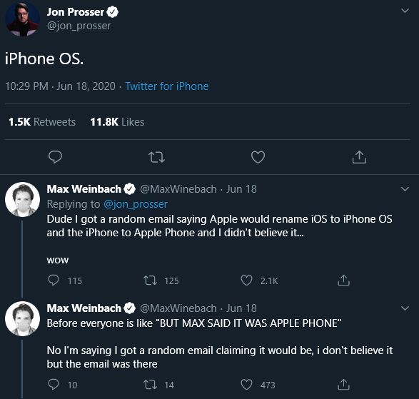 ลือ Apple อาจเปลี่ยนชื่อระบบสำหรับ iPhone เป็น iPhone OS