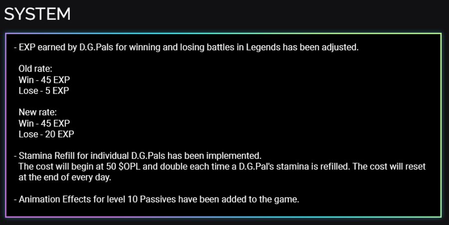 เผยข้อมูล D.G.P: Legends Release Notes 2 ส.ค. 7 เผยข้อมูล D.G.P: Legends Release Notes 2 ส.ค.