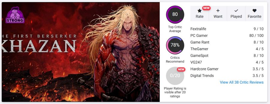 รวมคะแนนรีวิว The First Berserker: Khazan จากสื่อนอก 2 The First Berserker: Khazan Opencritic Score