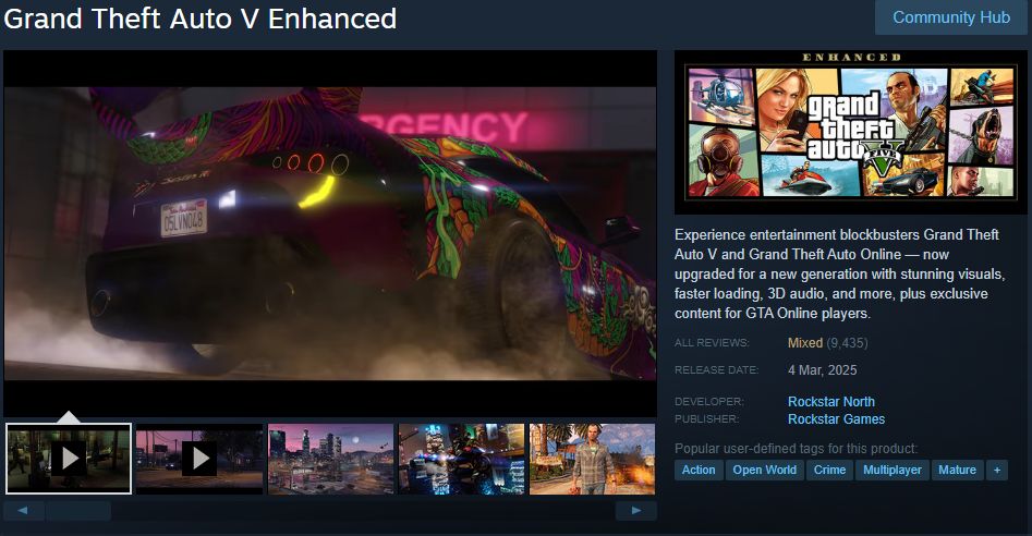 Grand Theft Auto V Enhanced Mixed Reviews