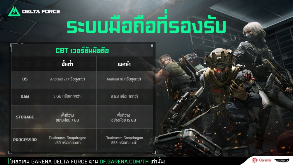 Garena® Delta Force เปิด Closed Beta Test เวอร์ชันมือถือ ให้ผู้เล่นไทยได้ทดลองเล่น 27 มี.ค. - 3 เม.ย. 68 นี้!